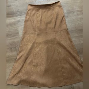 Tan Calf Length Skirt